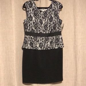 NWT black and white peplum dress.